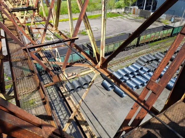 Old Gantry Crane Metal Structures Metal Transition High Altitude — Stock Photo, Image