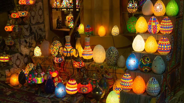 Traditional arabic lamps for sale at the night arabic market.