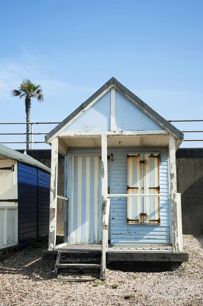 plaj kulübe southend Denizi, essex, İngiltere'de.