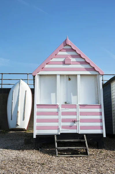 plaj kulübe southend Denizi, essex, İngiltere'de.
