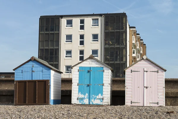 Cabanes de plage colorées chez Seaton — Photo