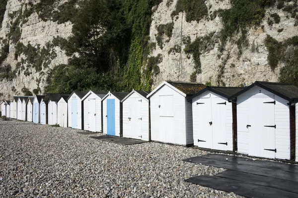 Colorful Beach Huts at Beer — Stock Photo, Image