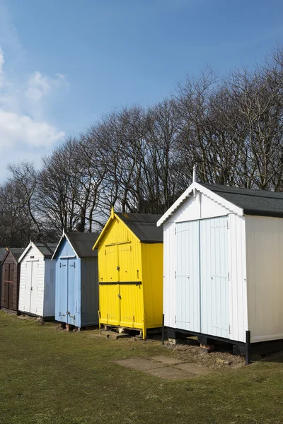 Eski felixstowe, renkli plaj kulübe — Stok fotoğraf