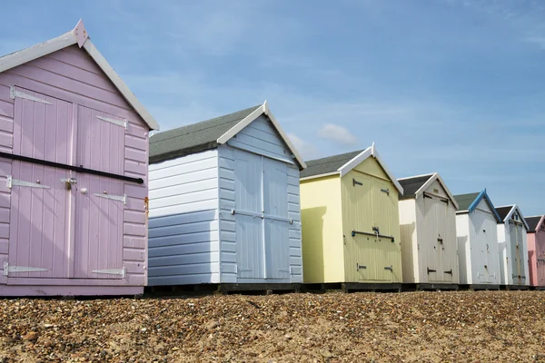 Colorful Beach Huts at Old Felixstowe — Stock Photo, Image