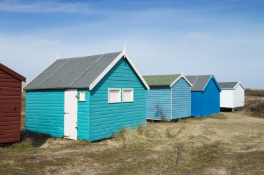 eski bir hunstanton, renkli plaj kulübe