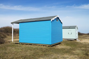 eski bir hunstanton, renkli plaj kulübe