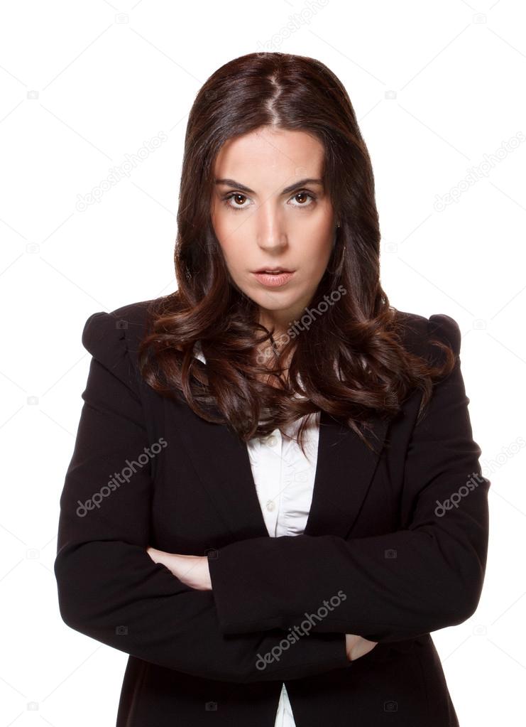 Serious Woman on white background