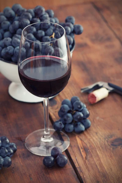 Szklanka wina i winogron — Zdjęcie stockowe