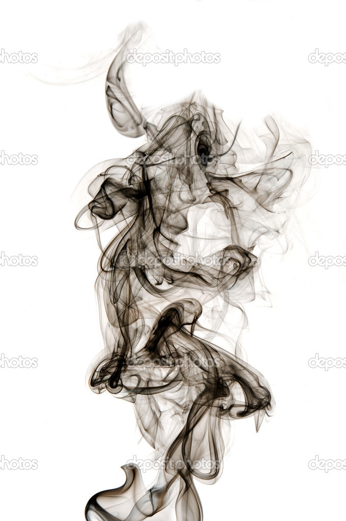 Abstract black smoke on the isolated background