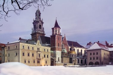 Krakow wawel akşam güzel Sarayı