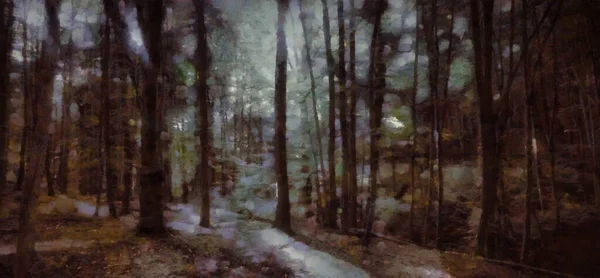 Хеллоуїн Туманний Темний Фон Лісові Дерева — стокове фото