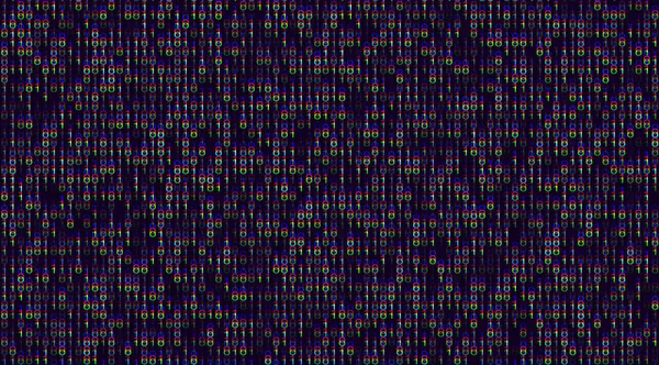 Strömma linje binär kod buggad bakgrund. Datorkodning, hackare, krypteringskoncept — Stock vektor