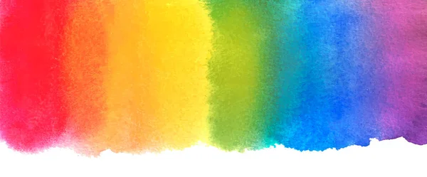 水彩虹抽象絵画の背景。手描きの作品、紙の質感。赤・オレンジ・黄・緑・青・藍・紫 — ストックベクタ