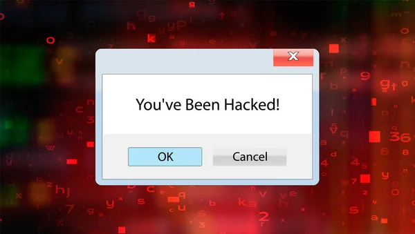 Digitální Okno Varovnou Zprávou Selhání Systému Byli Jste Hacknuti Uživatelské — Stockový vektor