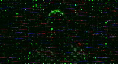 Computer hacker on abstract binary code background. Hacking clipart svg vector 