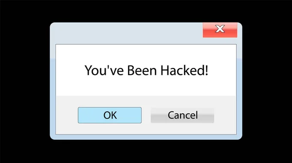 Digitální Okno Varovnou Zprávou Selhání Systému Byli Jste Hacknuti Uživatelské — Stockový vektor