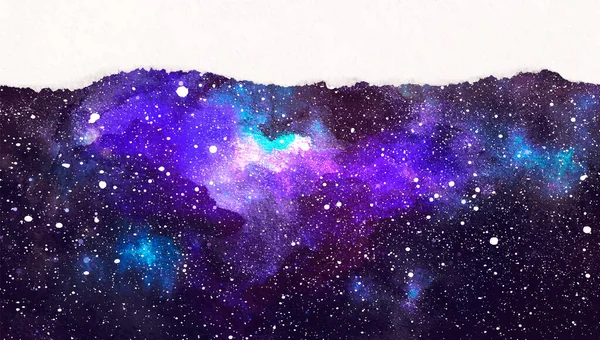 Aquarell Galaxie Hintergrund Mit Sternen Vektor Kosmisches Layout Mit Kopierraum — Stockvektor