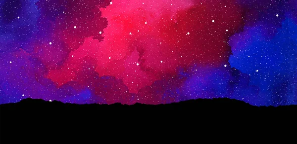 Akvarell Galax Bakgrund Med Stjärnor Vektor Kosmisk Layout Med Kopieringsutrymme — Stock vektor