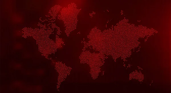 Fondo Ataque Cibernético Con Mapa Del Mundo Concepto Hackeo — Vector de stock