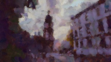 Eski şehrin modern boyama caddesi. Boyalı çağdaş sanat