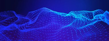 Dijital teknoloji geçmişi. Sinirsel ağ ya da büyük veri konsepti çizimi. Engelleme zinciri, veritabanı