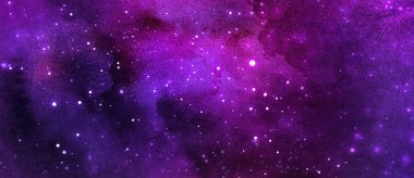 Vektör kozmik çizim. Güzel renkli bir arka plan. Suluboya