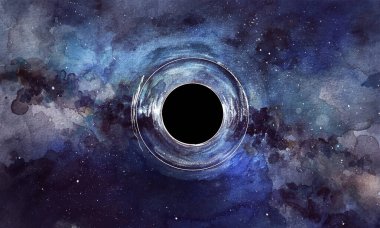 ack Hole suluboya çizimi. Uzay Galaksisi