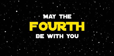 4 Mayıs kutlu olsun. Kozmos, evrenin harfli fütüristik vektör çizimi