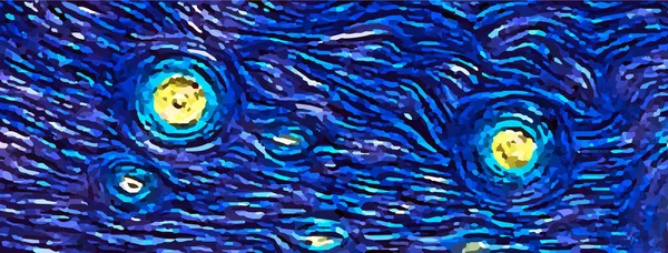 Gloeiende sterren op een blauwe hemel abstracte achtergrond in de stijl van impressionistische schilderijen — Stockvector