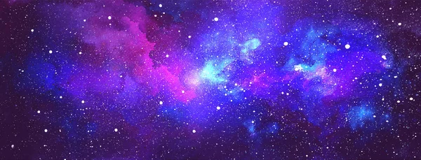 Vektorns Kosmiska Illustration Vackra Färgglada Utrymme Bakgrund Vattenfärg Cosmos — Stock vektor