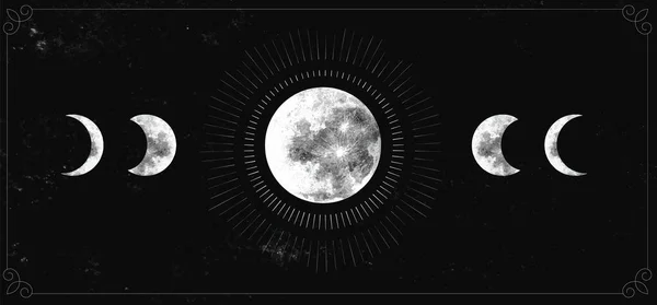 満月と暗い水彩夜空 — ストックベクタ