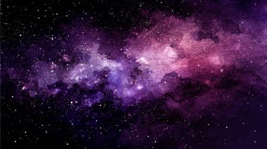 Vektör kozmik çizim. Güzel renkli bir arka plan. Suluboya