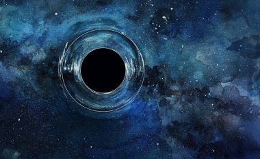 ack Hole suluboya çizimi. Uzay Galaksisi