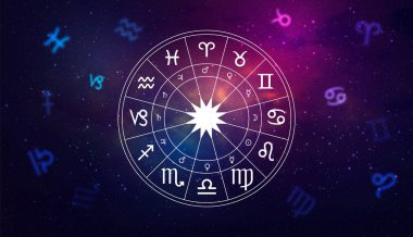 Astroloji burcu burcu işaretleri çemberi. Vektör illüstrasyonu