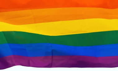 LGBT gökkuşağı bayrağı. Gurur Ayı kavramı, özgürlük. Üst görünüm