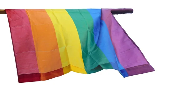 Bandera Del Arco Iris Orgullo Gay Símbolo Lgbtq Aislado Blanco —  Fotos de Stock