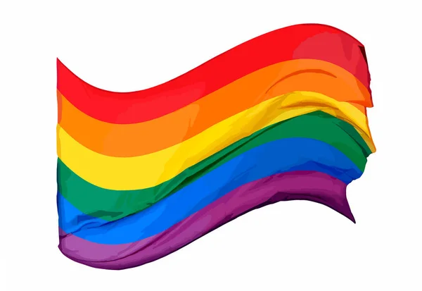 Sventolando Bandiera Arcobaleno Lgbt Gay Lesbica Bisessuale Transgender Queer Orgoglio — Vettoriale Stock
