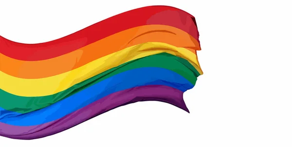 Waving Rainbow Flag Lgbt Gay Lesbian Bisexual Transgender Queer Pride — Stock vektor