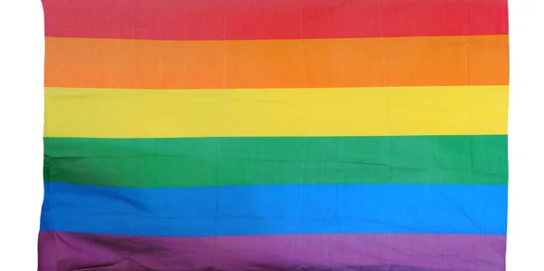 Bandiera Arcobaleno Orgoglio Gay Simbolo Lgbtq Isolato Sul Bianco — Foto Stock