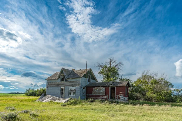 Een Oud Verlaten Huis Prairies Van Saskatchewan — Stockfoto