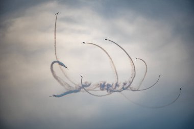 Moose Jaw, Saskatchewan, Kanada - 7 Temmuz 2019: Kanada Kraliyet Hava Kuvvetleri Kar Kuşları Saskatchewan Hava Gösterisi