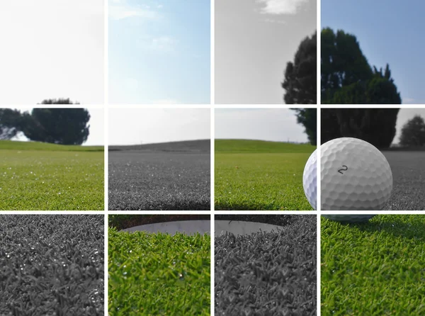 Golf hoyo y pelota — Foto de Stock
