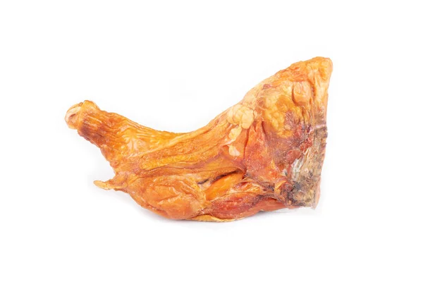 Gamba di pollo dorata affumicata a freddo isolata su sfondo bianco — Foto Stock