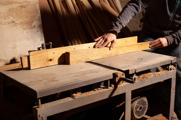 Carpenter Sanding Wood Board Grinding Machine — Stock Photo, Image