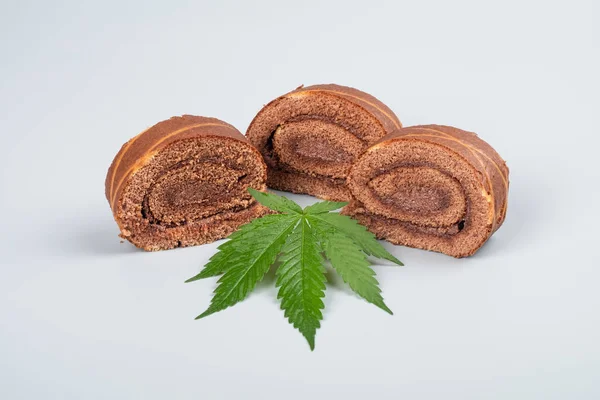 Sweet Biscuit Roll Thc Green Cannabis Leaf Stockbild