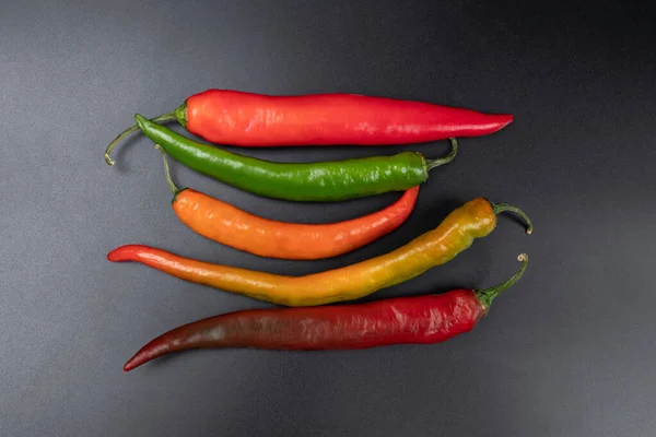 Spicy Asorti Chili Peppers Green Red Color — ストック写真