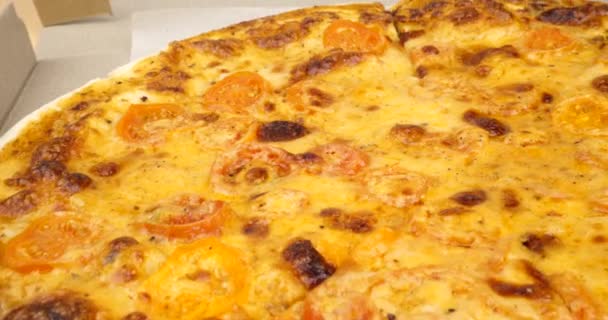 Queijo Dourado Margherita Pizza Closeup Imagens Alta Qualidade — Vídeo de Stock