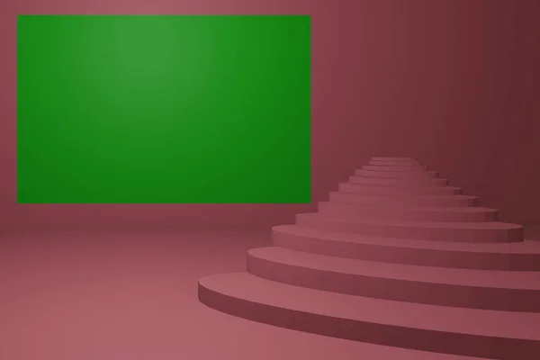 Σκάλα Και Πράσινο Chroma Κλειδί Στο Παρασκήνιο Αφίσα Κινηματογράφο Καθιστούν — Φωτογραφία Αρχείου