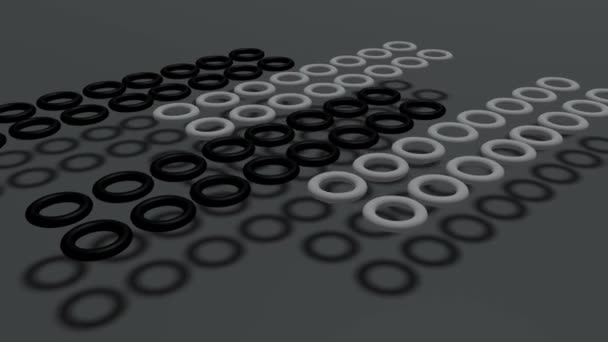 Abstraktní Černobílý Torus Geometrický Obrázek Vykreslení Vysoce Kvalitní Záběry — Stock video