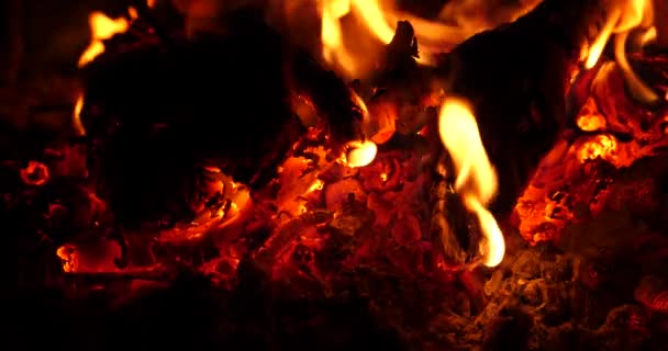 Červené Teplo Dřevěných Uhlíků Oheň Cihlové Peci Vysoce Kvalitní Záběry — Stock video